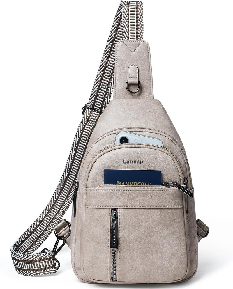 LATMAP 7L Sling Bag For Women Men Backpack Fanny Pack Crossbody Chest Travel Shoulder Belt Bags Purse Handbag PU Leather - Image 1